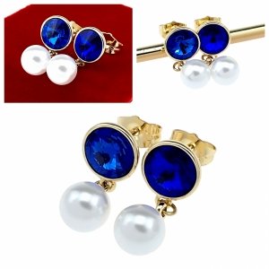 1845 Kolczyki złote pozłacane Austrian Crystal wiszące 14K cyrkonie Xuping 