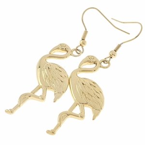 4899 Kolczyki złote stal chirurgiczna celebrytki wiszące flaming