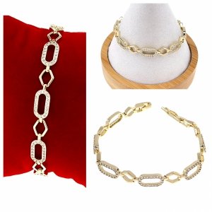 4664 Bransoletka złota elegancka cyrkonie 19cm pozłacana 14k Aisadi