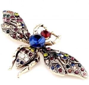 029b Elegancka broszka złota cyrkonia 