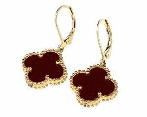 1922e Kolczyki złote stal chirurgiczna 316L marokańska koniczyna wiszące stal nierdzewna