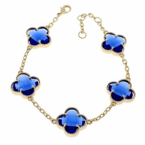 0104 Bransoletka elegancka złota 19+2cm pozłacana 14k cyrkonie koniczyna marokańska