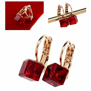 4020c Kolczyki złote Austrian Crystal cyrkonia pozłacane 18k Xuping wiszące 