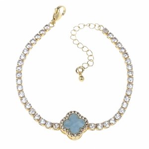 3890 Bransoletka elegancka złota 17+3cm pozłacana 14k koniczyna marokańska