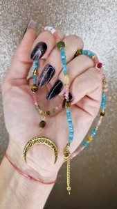 3922 Naszyjnik z kamieni naturalnych mix kamieni 40cm+5cm stal