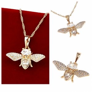 4253 Złota zawieszka cyrkonie błyszcząca pozłacana 18k Xuping mucha 