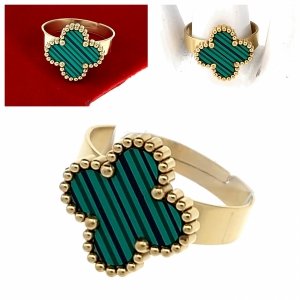 017b Pierścionek złoty stal chirurgiczna regulowany koniczyna marokańska 