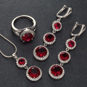 2267 komplet naszyjnik, kolczyki, pierścionek w srebrnym kolorze