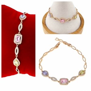 2626 Bransoletka złota cyrkonie 19cm pozłacana 18k Xuping 