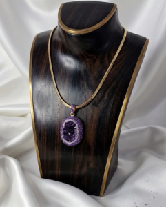 4756 Naszyjnik kamienie naturalne ametyst 48+5cm pozłacany 14k 