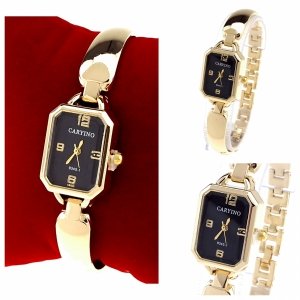 2137 Ekskluzywny damski złoty zegarek błyszczący cyrkonie klasyk