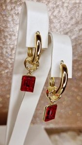 4867 Kolczyki złote pozłacane Austrian Crystal wiszące 14K cyrkonie Xuping 