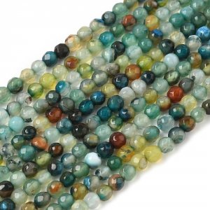 4358 Agat fasetowany okrągły kamień naturalny 4mm pasmo 38cm 