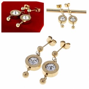 682 Kolczyki złote stal chirurgiczna 316L nierdzewna wiszące celebrytki 