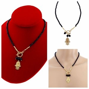 517 Złoty łańcuszek noc Kairu kamień naturalny 42cm stal chirurgiczna nierdzewna naszyjnik