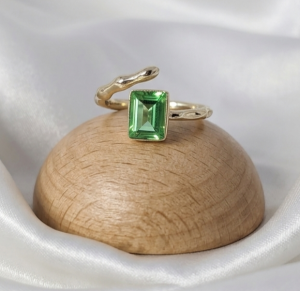 3723d Pierścionek złoty pozłacany 14k cyrkonie Austrian Crystal regulowany