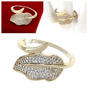 4469 Pierścionek złoty zaręczynowy błyszczący cyrkonie pozłacany 14k 