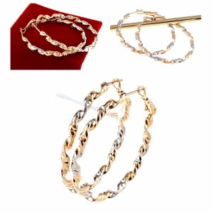 650 Złote srebrne kolczyki pozłacane 18k Xuping wiszące koła 3,9cm 