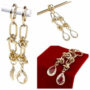 2695 Kolczyki złote pozłacane wiszące 14K cyrkonie 