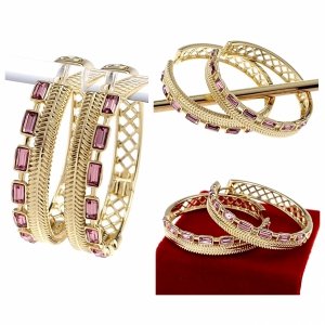 181b Kolczyki złote pozłacane Austrian Crystal wiszące 14K cyrkonie Xuping 