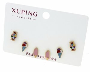 039 Komplet zestaw kolczyki złote stal chirurgiczna 316L 