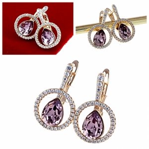 4475 Kolczyki złote Austrian Crystal cyrkonia pozłacane 18k Xuping wiszące 