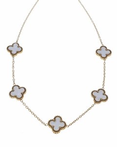 2267 Złoty łańcuszek 40+5cm naszyjnik stal chirurgiczna nierdzewna 316L koniczyna marokańska