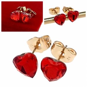 3444 Kolczyki złote Austrian Crystal cyrkonia pozłacane 18k Xuping wtyczki serce