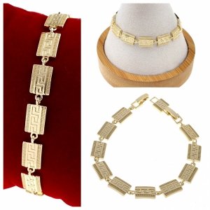 1895 Bransoletka elegancka złota 18cm pozłacana 14k wzór grecki 