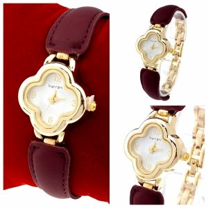 934a Ekskluzywny damski złoty zegarek Kurren klasyk koniczyna marokańska