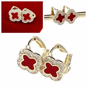 1630 Kolczyki złote pozłacane wiszące 14K koniczyna marokańska