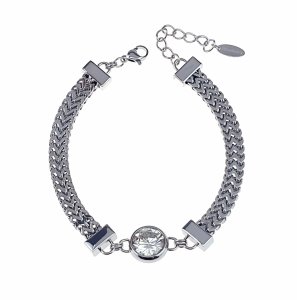 3719a Bransoletka srebrna 17+3 stal chirurgiczna Blueberry celebrytka 