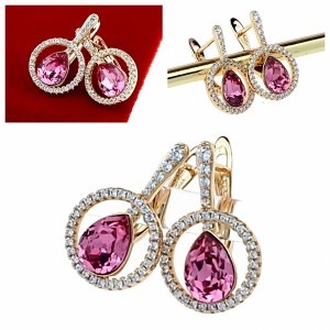 4856 Kolczyki złote Austrian Crystal cyrkonia pozłacane 18k Xuping wiszące 