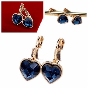 4116 Kolczyki złote Austrian Crystal cyrkonia pozłacane 18k Xuping wiszące serce 