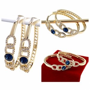 099 Kolczyki złote pozłacane Austrian Crystal wiszące 14K cyrkonie Xuping 