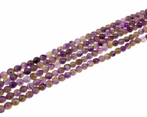 sz141 Nici koralików  naturalny biały jadeit, barwione, okrągłe, fasetowane, średni odcień orchidei, 5,5~6,2 mm, otwór: 1 mm, około 65~66 sztuk