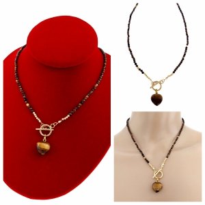 2949 Naszyjnik naturalny kamień tygrysie oko 45cm stal chirurgiczna 