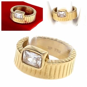 4979 Pierścionek złoty stal chirurgiczna nierdzewna 316L cyrkonie 