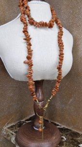 1920h Naszyjnik naturalny kamień piasek pustyni 75cm stal chirurgiczna 