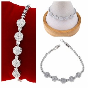 4381 Bransoletka srebrna pozłacana białym złotem 17,5+2cm Xuping 