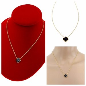 @089 Złoty łańcuszek naszyjnik 43+5 stal chirurgiczna 316L celebrytka koniczyna marokańska