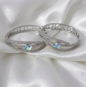 4216 Kolczyki srebrne pozłacane białym złotem wiszące koła 3,5cm Austrian Crystal