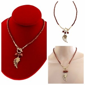 1919a Naszyjnik naturalny kamień piasek pustyni 44cm stal chirurgiczna zapinany na patyczek