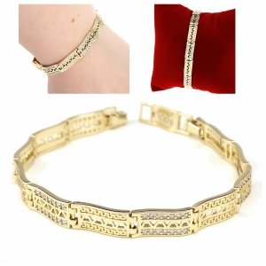 1866 Bransoletka złota elegancka 20cm cyrkonie pozłacana 14k Viki Lady