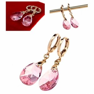 1889 Kolczyki złote Austrian Crystal cyrkonia pozłacane 18k Xuping wiszące 