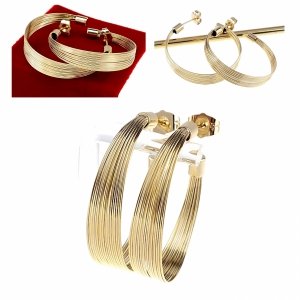 3248 Kolczyki złote pozłacane wiszące 14K Xuping koła 3,6cm 