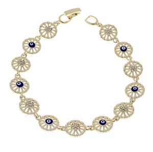 3864 Bransoletka elegancka złota 18,5cm pozłacana 14k cyrkonie oko proroka