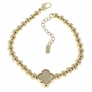 4600b Bransoletka elegancka złota 17+3cm pozłacana 14k koniczyna marokańska