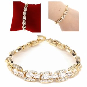 3551 Bransoletka złota elegancka 18cm cyrkonie pozłacana 14k Viki Lady