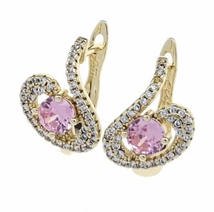 2242b Kolczyki złote pozłacane wiszące 14K cyrkonie